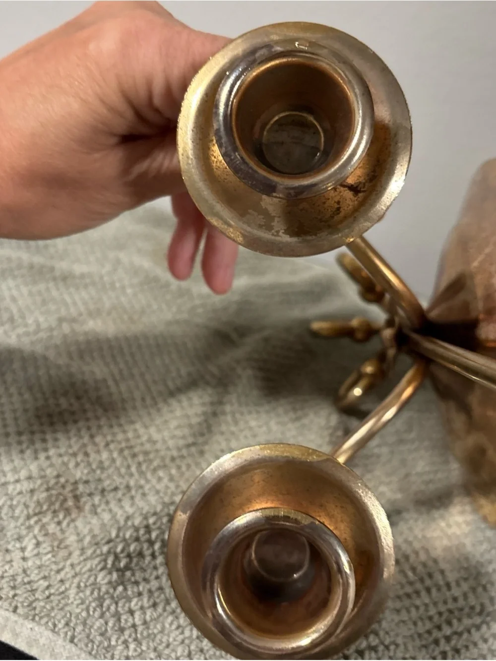 Brass-Tone Double Candle Wall Sconce - Unbranded